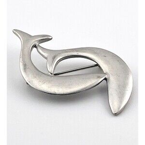 Ken Kantro Designs Pewter Whale Dolphin Fish Harmony Bay Silver Tone Pin Brooch